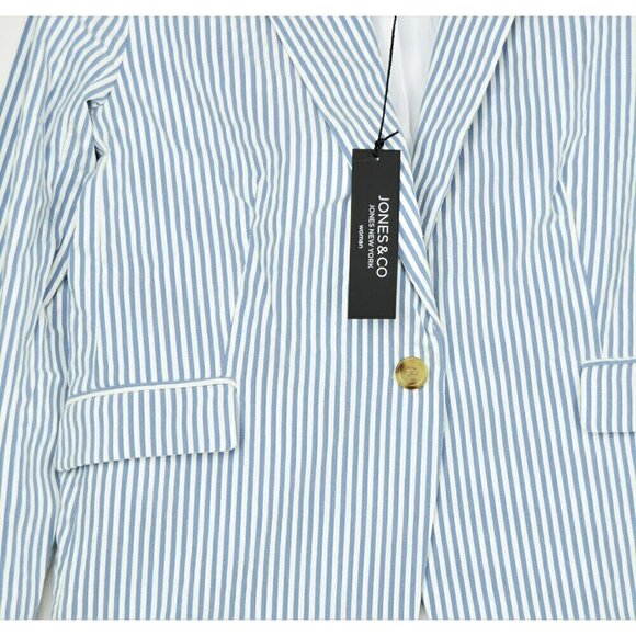 New! Jones NY Women's City Fit Cotton Blend Striped Blazer - Picture 6 of 7